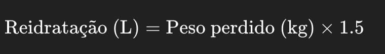 Fórmula que estima o volume de reidratação multiplicando o peso perdido por 1,5.