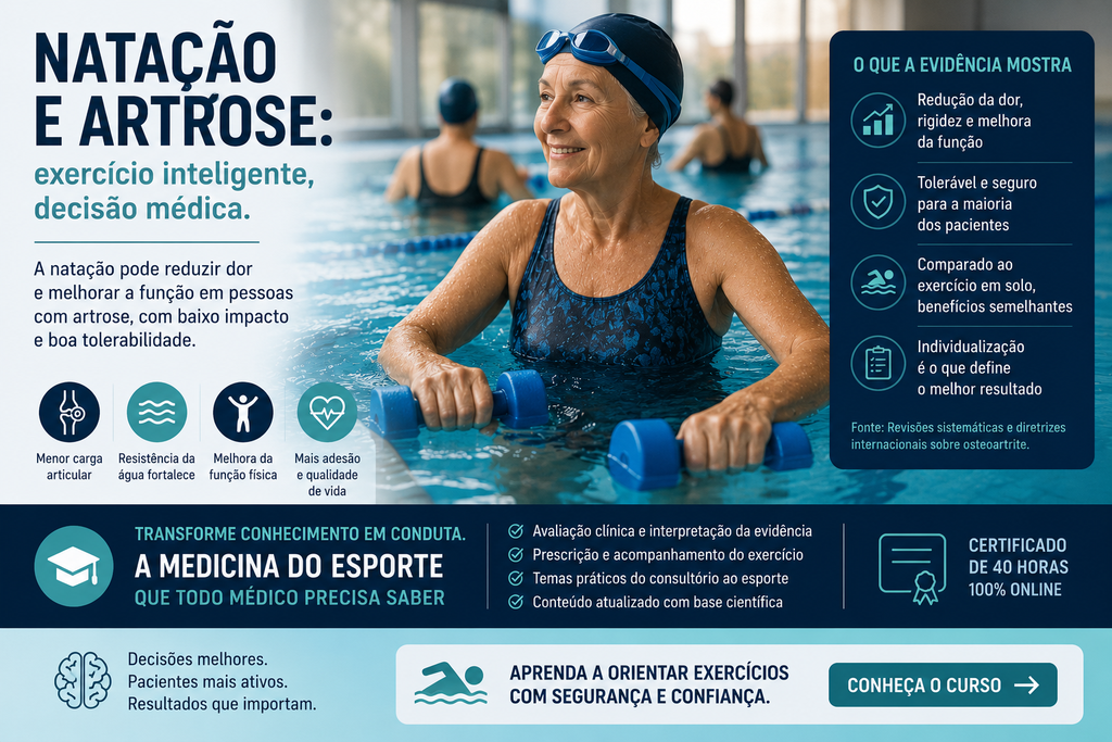 “natação e artrose : exercício aquático para redução da dor, melhora da função e orientação médica baseada em evidências.”